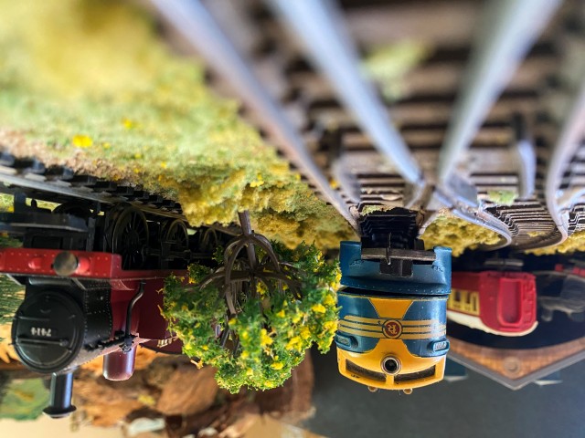 Engines and rolling stock at the engine shed.